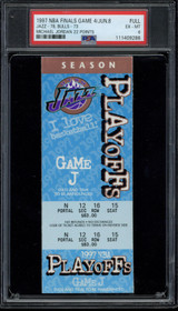 1997 NBA Finals Game 4 Jazz Bulls Michael Jordan 22 points FULL Ticket PSA 6 EX-Mint ID: 500280 1997 NBA Finals Game 4 Jazz Bulls Michael Jordan 22 points FULL Ticket PSA 6 EX-Mint ID: 500280