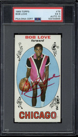 Bob Love 1969-70 Topps #78 Chicago Bulls PSA Signed Auto Slab Bob Love 1969-70 Topps #78 Chicago Bulls PSA Signed Auto Slab