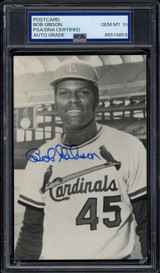 Bob Gibson Postcard Cardinals PSA 10 GEM MINT Signed Auto Slab Bob Gibson Postcard Cardinals PSA 10 GEM MINT Signed Auto Slab