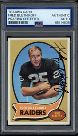 Fred Biletnikoff 1970 Topps #85 Raiders PSA Signed Auto Slab Fred Biletnikoff 1970 Topps #85 Raiders PSA Signed Auto Slab