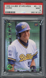 1999 Calbee Starcards S-15 Ichiro Suzuki Blue Wave PSA 9 Mint Japanese ID: 500367 1999 Calbee Starcards S-15 Ichiro Suzuki Blue Wave PSA 9 Mint Japanese ID: 500367