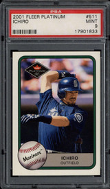 2001 Fleer Platinum #511 Ichiro Suzuki Mariners PSA 9 Mint RC ID: 500490 2001 Fleer Platinum #511 Ichiro Suzuki Mariners PSA 9 Mint RC ID: 500490