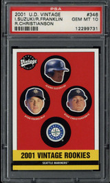 2001 UD Vintage #346 Ichiro Suzuki Mariners PSA 10 Gem Mint RC ID: 500498 2001 UD Vintage #346 Ichiro Suzuki Mariners PSA 10 Gem Mint RC ID: 500498