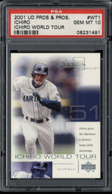 2001 UD Pros & Prospects World Tour WT1 Ichiro Suzuki PSA 10 Gem Mint RC ID: 500504 2001 UD Pros & Prospects World Tour WT1 Ichiro Suzuki PSA 10 Gem Mint RC ID: 500504