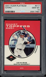 2001 Fleer Platinum Chart Toppers #417 Ichiro Suzuki PSA 10 Gem Mint RC ID: 500507 2001 Fleer Platinum Chart Toppers #417 Ichiro Suzuki PSA 10 Gem Mint RC ID: 500507