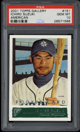 2001 Topps Gallery AMERICAN #151 Ichiro Suzuki Mariners PSA 10 Gem Mint RC ID: 500522 2001 Topps Gallery AMERICAN #151 Ichiro Suzuki Mariners PSA 10 Gem Mint RC ID: 500522