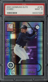 2001 Donruss Elite #195 Ichiro Suzuki Mariners /1000 PSA 9 Mint RC 2001 Donruss Elite #195 Ichiro Suzuki Mariners /1000 PSA 9 Mint RC