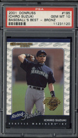 2001 Donruss Baseball's Best BRONZE #195 Ichiro Suzuki PSA 10 Gem Mint RC 2001 Donruss Baseball's Best BRONZE #195 Ichiro Suzuki PSA 10 Gem Mint RC