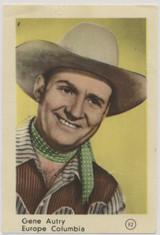 circ 1950's Holland #92 Gene Autry Measures about 2 3/4 x 1 7/8 inches #*sku36943 circ 1950's Holland #92 Gene Autry Measures about 2 3/4 x 1 7/8 inches #*sku36943