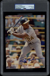 Rickey Henderson Photo 5.25"x7.5" A's PSA/DNA Signed Auto Slab ID: 500768 Rickey Henderson Photo 5.25"x7.5" A's PSA/DNA Signed Auto Slab ID: 500768