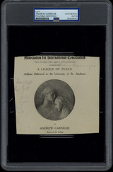 Andrew Carnegie Cut Industrialist Philanthropist PSA/DNA Signed Auto Slab Andrew Carnegie Cut Industrialist Philanthropist PSA/DNA Signed Auto Slab
