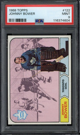 1968-69 Topps #122 Johnny Bower Maple Leafs PSA 9 Mint 1968-69 Topps #122 Johnny Bower Maple Leafs PSA 9 Mint