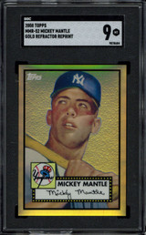 2008 Topps MMR-52 Mickey Mantle Yankees SGC 9 Mint Gold Refractor Reprint