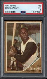 1962 Topps #10 Roberto Clemente Pirates PSA 5 EX 1962 Topps #10 Roberto Clemente Pirates PSA 5 EX