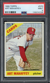 1966 Topps #570 Art Mahaffey Cardinals PSA 9 Mint High Number 1966 Topps #570 Art Mahaffey Cardinals PSA 9 Mint High Number