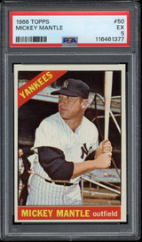 1966 Topps #50 Mickey Mantle Yankees PSA 5 EX 1966 Topps #50 Mickey Mantle Yankees PSA 5 EX