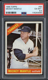 1966 Topps #50 Mickey Mantle Yankees PSA 6.5 EX-Mint+ 1966 Topps #50 Mickey Mantle Yankees PSA 6.5 EX-Mint+