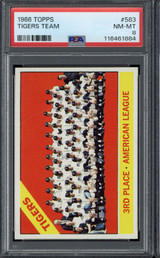 1966 Topps #583 Team Card Detroit Tigers PSA 8 NM-Mint High Number