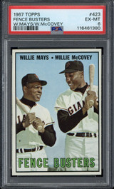 1967 Topps #423 Willie Mays McCovey Giants PSA 6 EX-Mint Fence Busters 1967 Topps #423 Willie Mays McCovey Giants PSA 6 EX-Mint Fence Busters