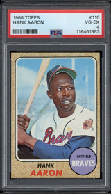 1968 Topps #110 Hank Aaron Braves PSA 4 VG-EX SHARP - LOOK 1968 Topps #110 Hank Aaron Braves PSA 4 VG-EX SHARP - LOOK