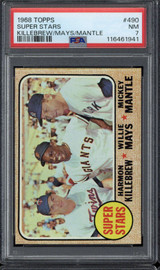 1968 Topps #490 Mickey Mantle Mays Killebrew PSA 7 Near Mint Super Stars 1968 Topps #490 Mickey Mantle Mays Killebrew PSA 7 Near Mint Super Stars