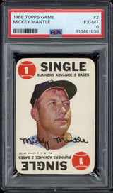 1968 Topps Game #2 Mickey Mantle Yankees PSA 6 EX-Mint 1968 Topps Game #2 Mickey Mantle Yankees PSA 6 EX-Mint