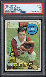1969 Topps #95 Johnny Bench Reds PSA 7 Near Mint centered 1969 Topps #95 Johnny Bench Reds PSA 7 Near Mint centered