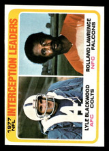 1978 Topps #335 Lyle Blackwood/Rolland Lawrence 1977 Interception Leaders Near Mint  ID: 505419