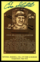 Enos Slaughter Yellow HOF Postcard Signed PSA/DNA Cardinals Autographed ID: 505878