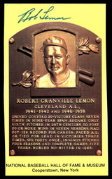 Bob Lemon Yellow HOF Postcard Signed PSA/DNA Authenticated Indians Autographed ID: 505894
