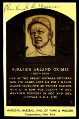 Burleigh Grimes Yellow HOF Postcard Signed PSA/DNA Authenticated Dodgers Autographed ID: 505905