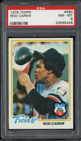 1978 Topps #580 Rod Carew Twins PSA 8 NM-Mint