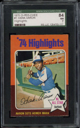 1975 OPC O-Pee-Chee #1 Hank Aaron Braves SGC 7 Near Mint Highlights