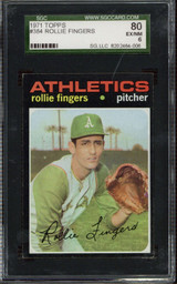 1971 Topps #384 Rollie Fingers Athletics SGC 6 EX-Mint