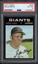 1971 Topps #600 Willie Mays Giants PSA 4 VG-EX