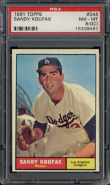 1961 Topps #344 Sandy Koufax Dodgers PSA 8oc NM-Mint