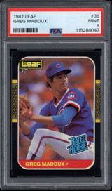 1987 Leaf #36 Greg Maddux Cubs PSA 9 Mint RC Canadian Version