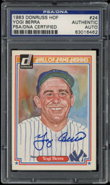1983 Donruss HOF #24 Yogi Berra Yankees PSA Authentic Auto Signed