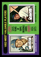 1975 Topps Mini #190 1952 's Bobby Shantz/Hank Sauer MVP Ex-Mint MINI  ID: 513614