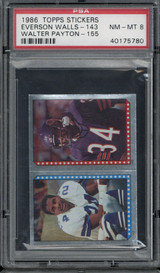 1986 Topps Stickers Walter Payton Everson Walls Bears PSA 8 NM-Mint