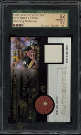 1999 SPX  Brett Favre Packers SGC 8.5 NM-Mint+ Winning Materials Ball Jersey GU