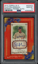 2010 Topps Allen Ginter Mini Framed Auto Clayton Kershaw Dodgers PSA 10 Gem Mint