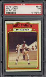 1972 Topps #696 Rod Carew Twins PSA 7 Near Mint In Action High #