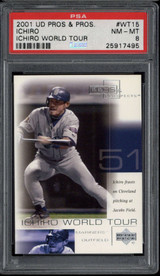 2001 UD Pros Prospects WT15 Ichiro Mariners PSA 8 NM-MINT RC World Tour