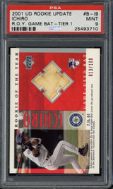 2001 UD Rookie Update #B-I9 Ichiro Mariners PSA 9 MINT RC 13/100 Game Bat Tier 1