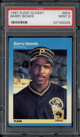 1987 Fleer GLOSSY #604 Barry Bonds Pirates PSA 9 Mint RC