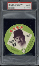 1978 Big T Tastee Freeze Thurman Munson Yankees PSA 9 MINT Disc ID: 518832