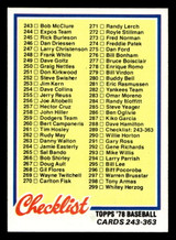 1978 Topps #289 Checklist 243-363 Near Mint  ID: 519820