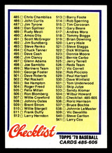 1978 Topps #535 Checklist 485-605 Near Mint  ID: 521166