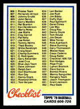 1978 Topps #652 Checklist 606-726 Near Mint  ID: 521624